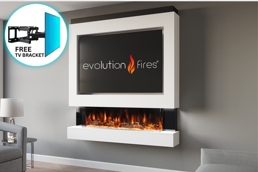 Evolution Fires Package 4 – Pre-Built Media Wall with Electric Fireplace