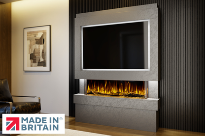 Evolution Fires Package 5 – Pre-Built Media Wall with Electric Fireplace-Media Walls-Grey Textured-