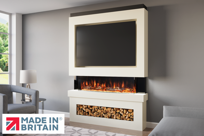 Evolution Fires Package 6 – Pre-Built Media Wall with Electric Fireplace-Media Walls-Cream-