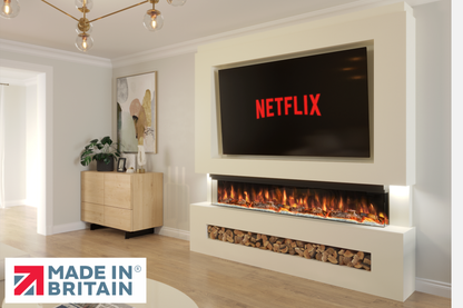 Evolution Fires Package 7 – Pre-Built Media Wall with Electric Fireplace-Media Walls-Cream-
