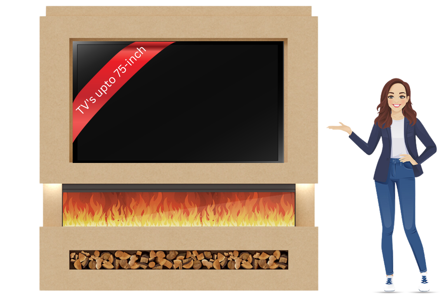 Evolution Fires Package 7 – Pre-Built Media Wall with Electric Fireplace-Media Walls-