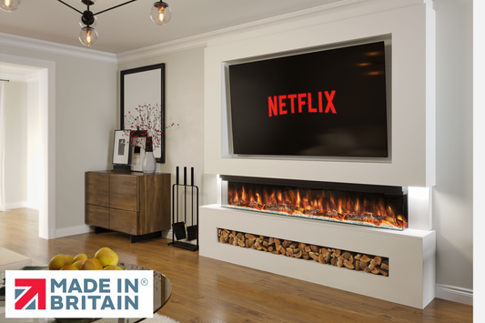 Evolution Fires Package 7 – Pre-Built Media Wall with Electric Fireplace-Media Walls-White-