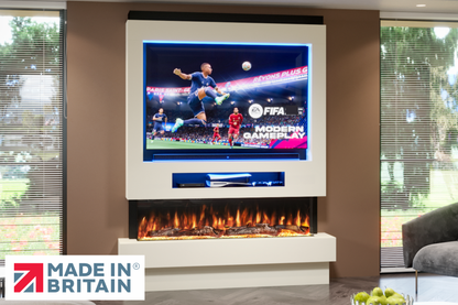 Evolution Fires Package 8 – Pre-Built Media Wall with Electric Fireplace-Media Walls-Cream-
