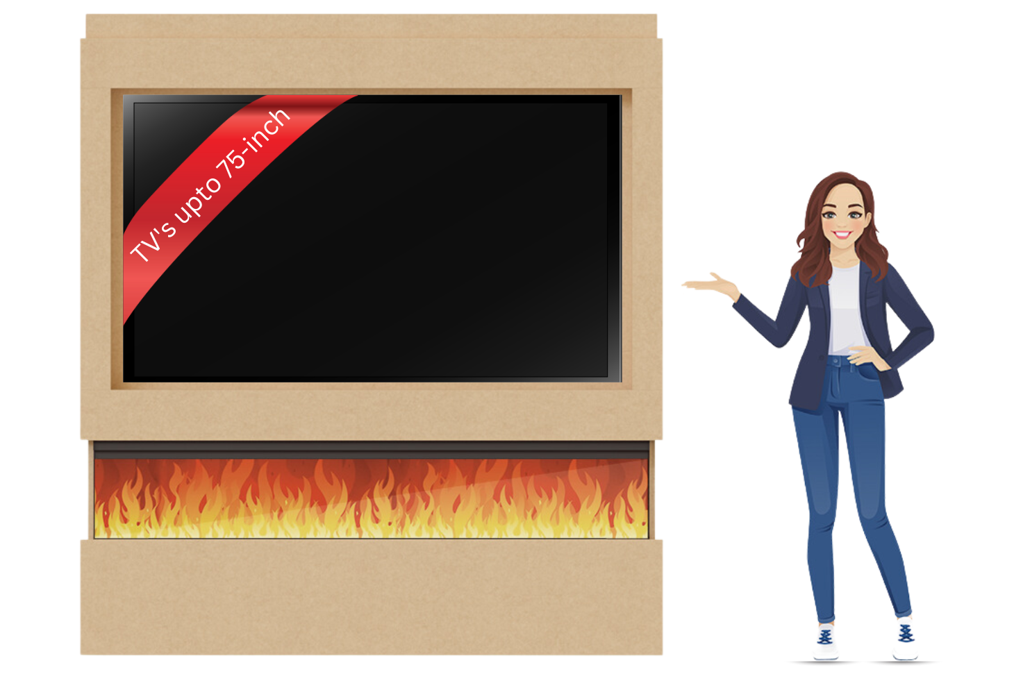 Evolution Fires Package 9 – Pre-Built Media Wall with Electric Fireplace-Media Walls-