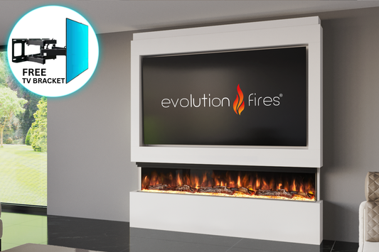 Evolution Fires Package 9 – Pre-Built Media Wall with Electric Fireplace