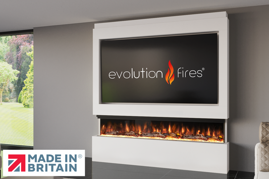 Evolution Fires Package 9 – Pre-Built Media Wall with Electric Fireplace-Media Walls-White-