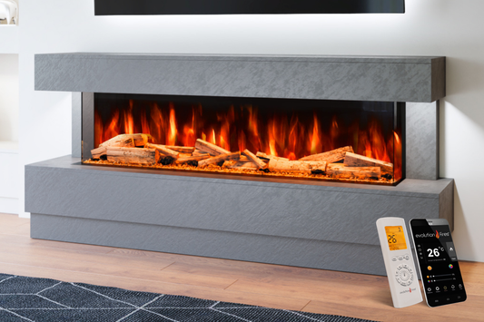 Evolution Fires - Raphael Electric Fireplace Suite - Grey Stone Effect