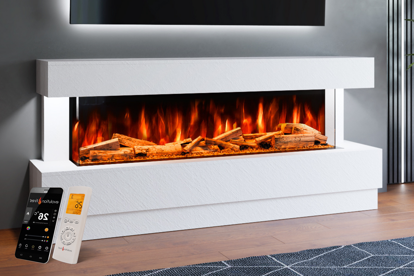 Evolution Fires Raphael Electric Fireplace Suite (White Stone Effect)