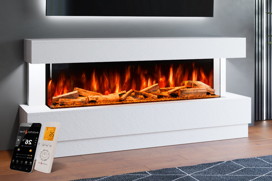 Evolution Fires Raphael Electric Fireplace Suite (White Stone Effect)