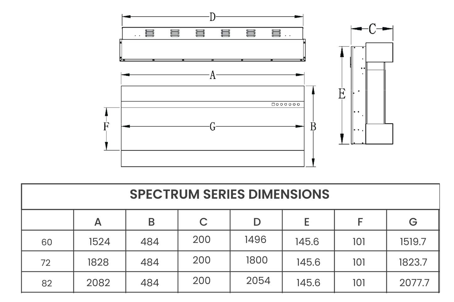 Evolution Fires Spectrum Slimline Series 72 Inch Media Wall Electric Fire