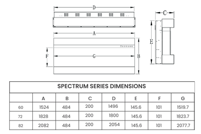 Evolution Fires Spectrum Slimline Series 72 Inch Media Wall Electric Fire