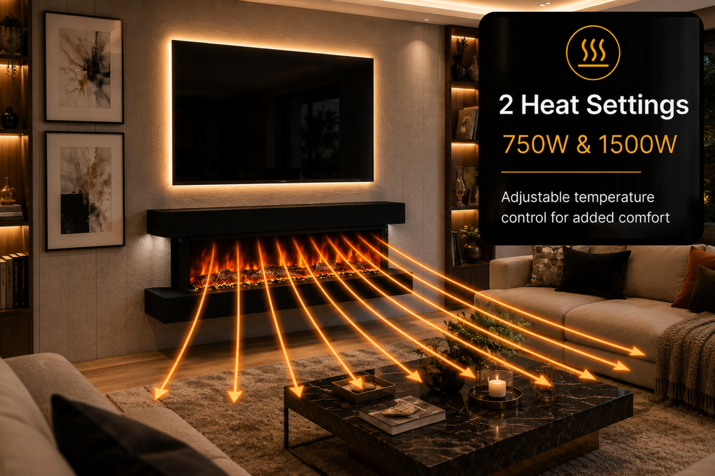 Evolution Fires - Studio 7 Oak Wall-Mounted Electric Fireplace