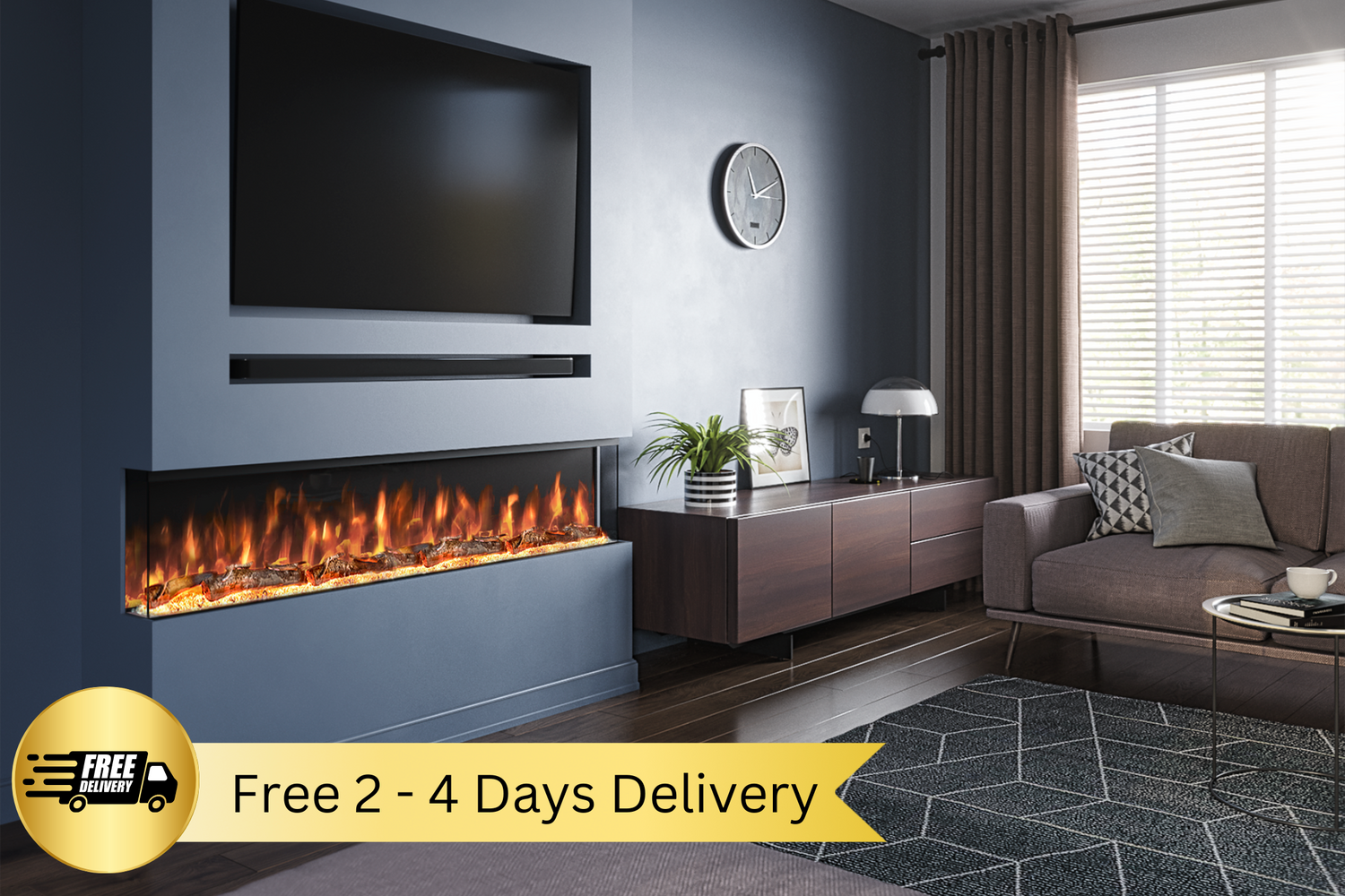 Evolution Fires Spectrum Slimline Series 60 Inch Media Wall Electric Fire-Media Wall Fires-