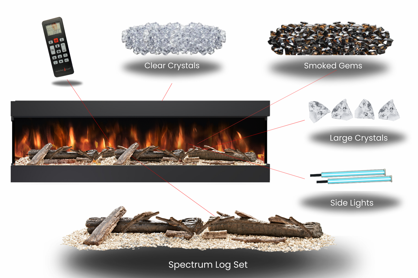 Evolution Fires Spectrum Slimline Series 50 Inch Media Wall Electric Fire