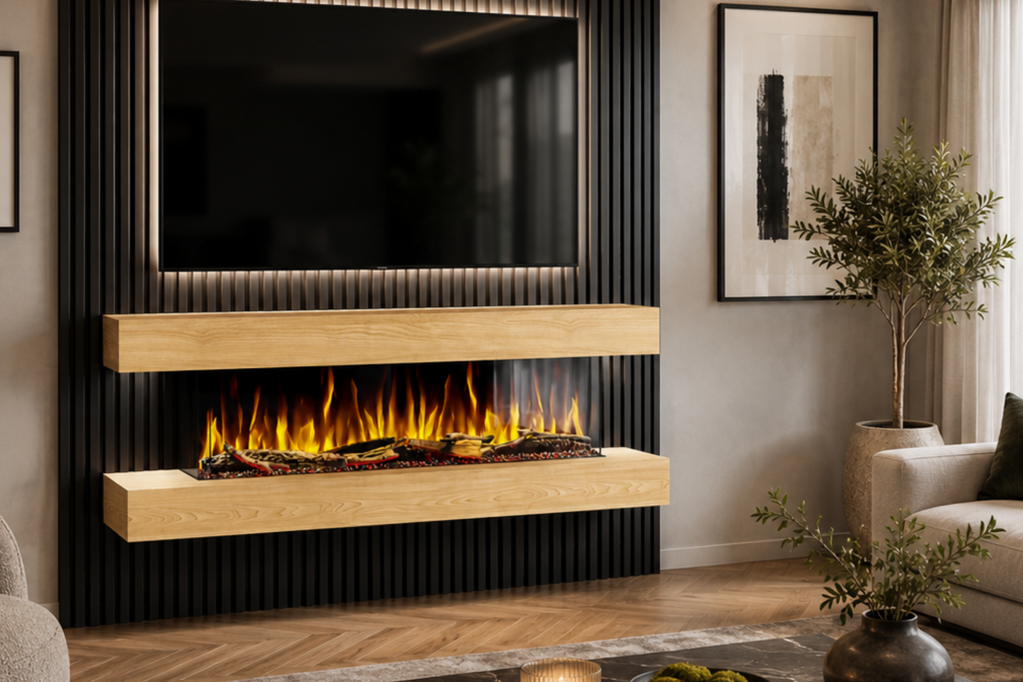 Evolution Fires - Studio 6 Oak Wall-Mounted Electric Fireplace