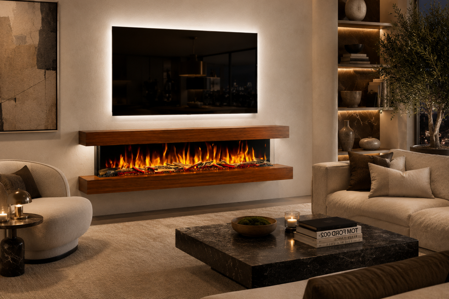 Evolution Fires - Studio 7 Walnut Wall-Mounted Electric Fireplace