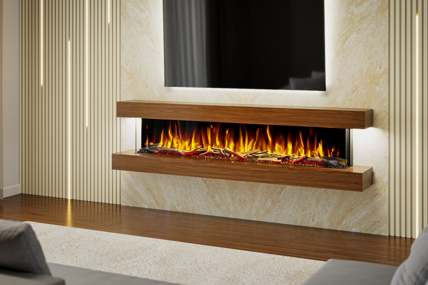Evolution Fires - Studio 7 Walnut Wall-Mounted Electric Fireplace