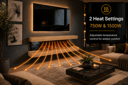 Evolution Fires - Vegas 72 - Wall-Mounted Electric Fireplace Grey Textured