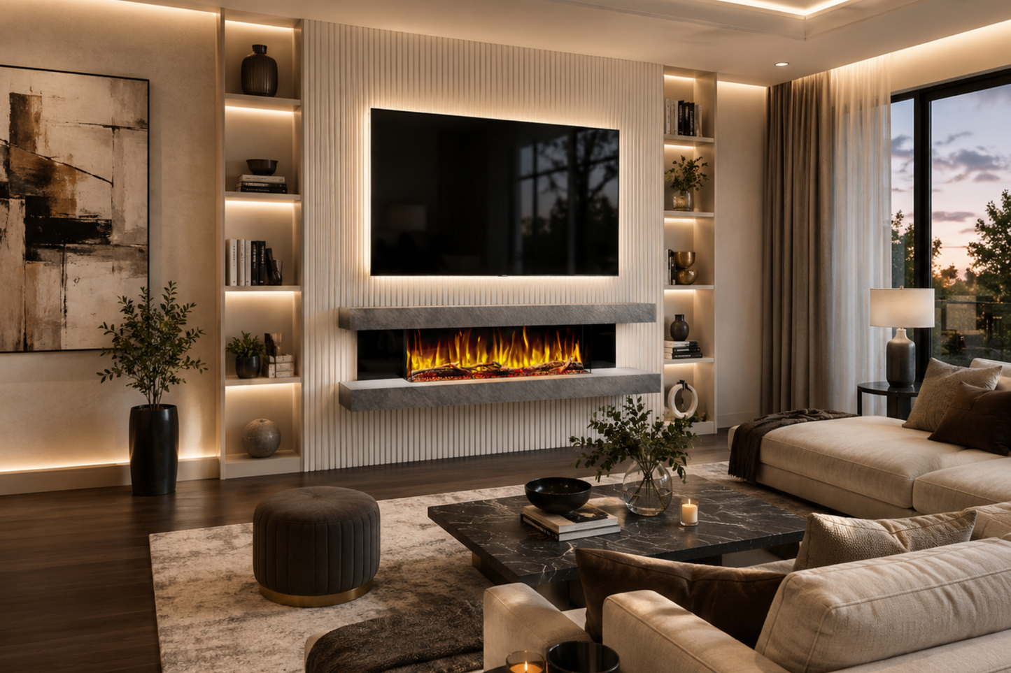 Evolution Fires - Vegas 72 - Wall-Mounted Electric Fireplace Grey Textured
