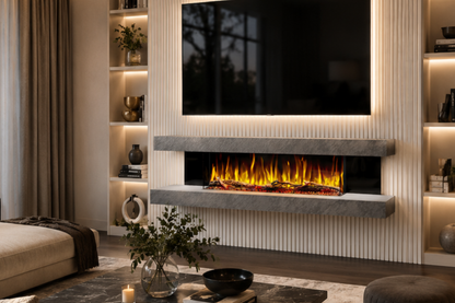 Evolution Fires - Vegas 72 - Wall-Mounted Electric Fireplace Grey Textured