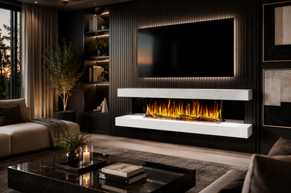 Evolution Fires - Vegas 72 - Wall-Mounted Electric Fireplace White Textured