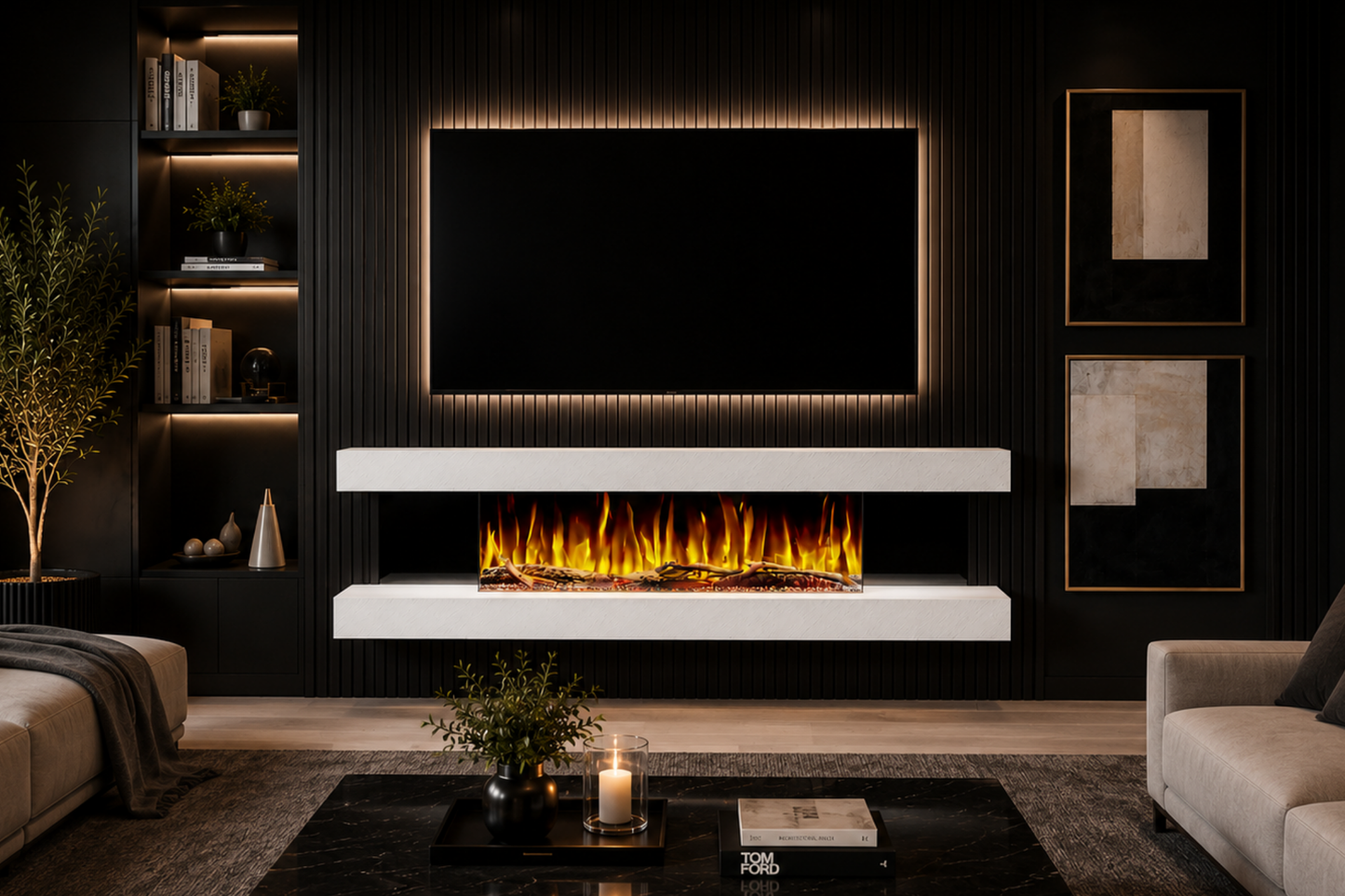 Evolution Fires - Vegas 72 - Wall-Mounted Electric Fireplace White Textured
