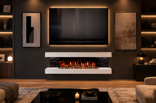 Evolution Fires - Vegas 72 - Wall-Mounted Electric Fireplace (Black Stone Tiles)
