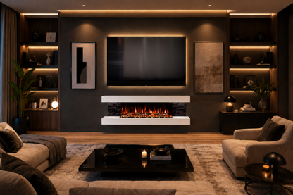 Evolution Fires - Vegas 72 - Wall-Mounted Electric Fireplace (Black Stone Tiles)