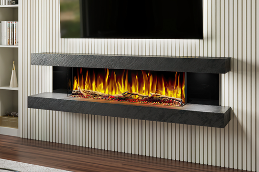 Evolution Fires - Vegas 72 - Wall-Mounted Electric Fireplace Black Textured