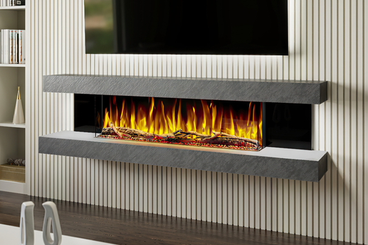 Evolution Fires - Vegas 72 - Wall-Mounted Electric Fireplace Grey Textured