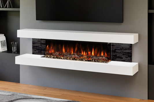 Evolution Fires - Vegas 72 - Wall-Mounted Electric Fireplace (Black Stone Tiles)