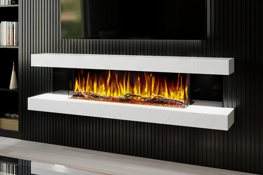 Evolution Fires - Vegas 72 - Wall-Mounted Electric Fireplace White Textured