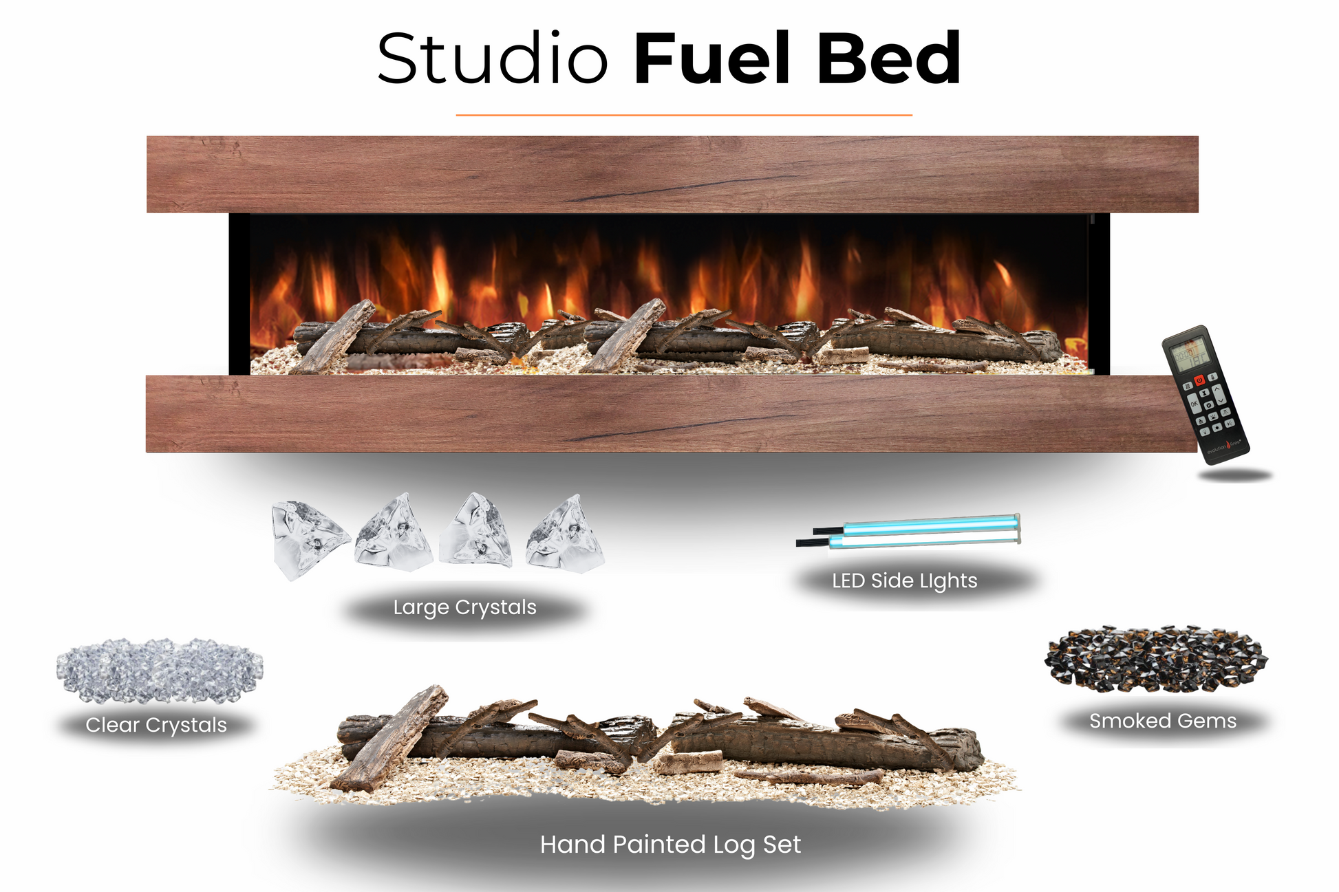 Evolution Fires - Studio 7 Walnut Wall-Mounted Electric Fireplace